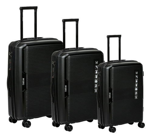 Set X3 Valija Grande + Mediana + Carry On Polipropileno