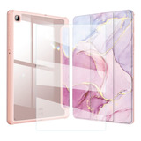 Mica + Funda Para Galaxy Tab A7 Lite T220 Smart Marmol Rosa