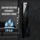 Fechadura Tuya Preto Black Piano Digital Chuva Wifi Luxo Airbnb Faceid