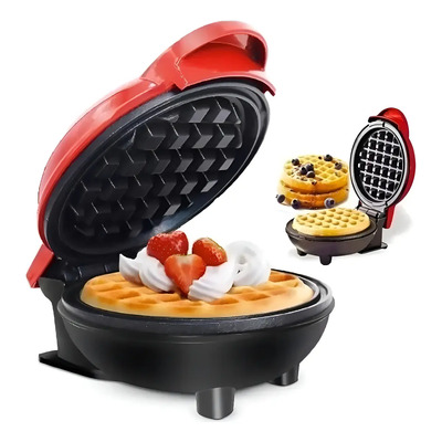 Mini Waflera Eléctrica Miniwaflera Cerámica Antiadherente Rojo Redonda | MercadoLibre