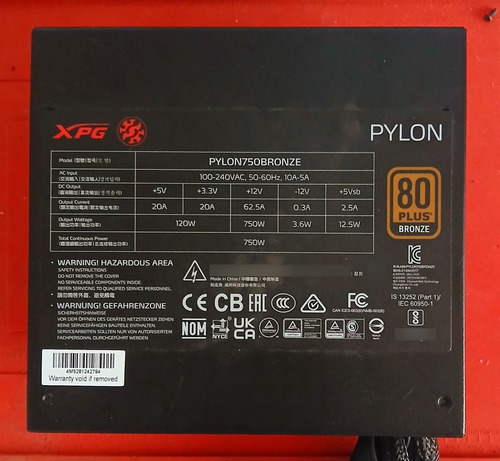 Fuente Pc Gamer Xpg Pylon 750w Usada