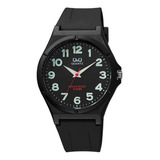 Reloj Q&q Qyq Vq66j024y Deportivo Silicona Hombre + Estuche Color De La Correa Negro