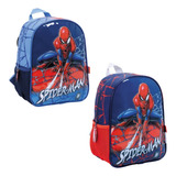 Mochila Espalda Spiderman 12 11701 Color Azul Diseño De La Tela Liso