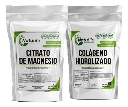 Citrato De Magnesio X 1 Kg + Colageno Hidrolizado X 500 Gr