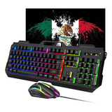 Kit Teclado Mouse Game Profesional Alfombrilla Con Soporte