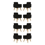 Kit 8 Cadeiras Poltronas Decorativas Escritório Recepção 