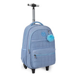 Mochila Feminina Escolar Com Rodinha Matelassê Kika Kk2466-r Cor Azul