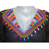 Blusa Bordada A Mano De Chiapas Talla M / Negra / M013 B Fl