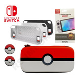 Case Capa Switch + Película Vidro + 2 Grips + Capa Tpu Oled