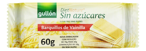 Biscoito Wafer Recheio Creme Baunilha Zero Açúcar Gullón Diet Nature Pacote 60g