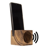 Soporte Base Celular Madera Con Amplificador De Sonido