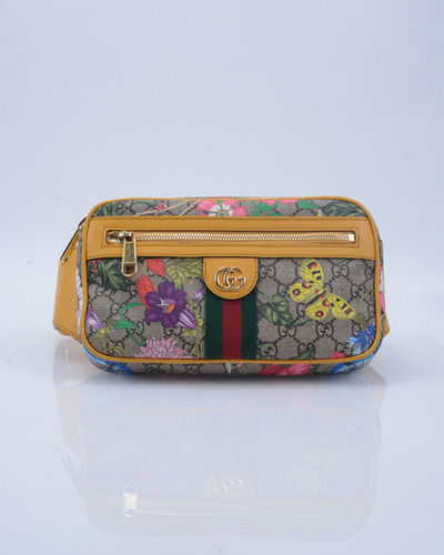 Bolsa Gucci Ophidia Gg Flora Amarillo Ajustable