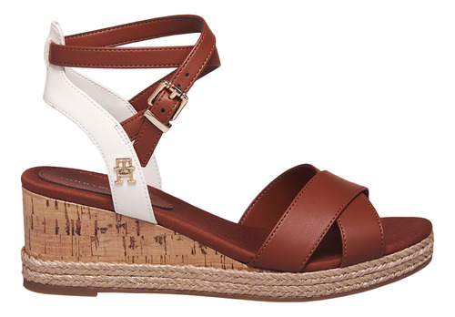 Tommy Hilfiger Sandalias Para Mujer Fw0fw08190 Color Café Liso Talla 23 Mx