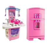 Cozinha Fogão Mini Geladeira Big Completa Kit Infantil Rosa