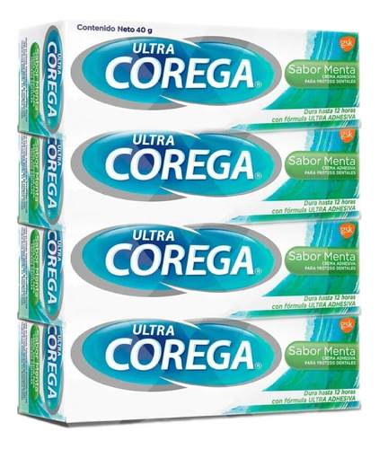 Kit Corega Ultra Creme 40g Fixador Dentaduras 4un Atacado