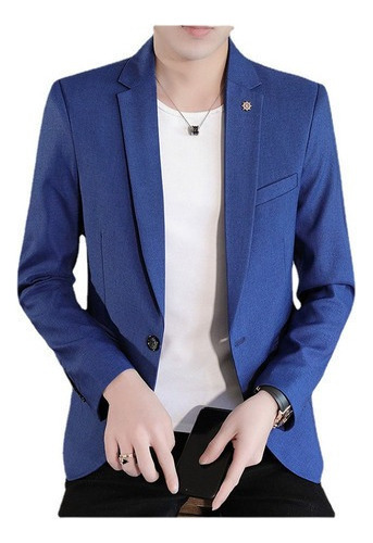 Blazer Saco Slim Fit Un Botón Para Hombre Coreano 1