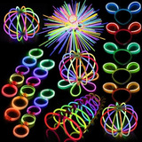 Kit 100 Glow Sticks Pulseiras De Neon P/ Decoração De Festa