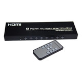 Switch Hdmi 8x1 Ativo Profissional 4k Com Fonte C/ Remoto