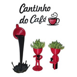 Kit Cantinho Do Café Decorativo Vasinhos Bob Tomando Café 