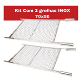 Kit 2 Grelha De Inox Moeda Tela Grossa 50x50cm Churrasqueira