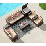 Conjunto De Muebles De Patio De 9 Piezas Compatible Con Exte