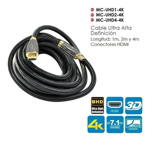 Cable Hdmi 4k Enmallado 5 Metros Version 2,0 