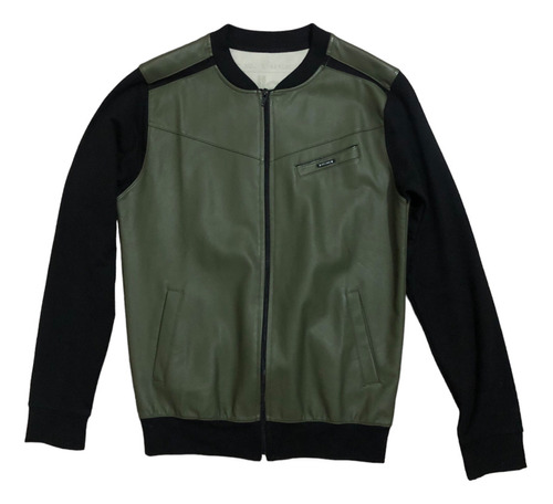 Chaqueta Ecocuero Hombre Slim Fit Verde Talla Xs