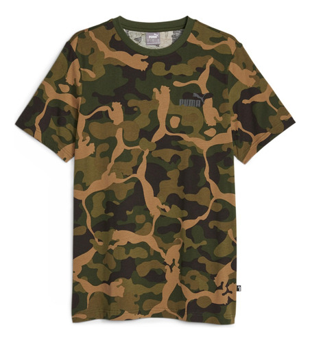 Playera Verde Puma Ess+ Camo Hombre