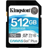 Cartão Memória Sd Xc Kingston 512gb Canvas Go Plus 170mb/s