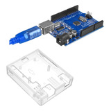 Tarjeta Compatible Con Arduino R3 Smd Con Cable + Carcasa