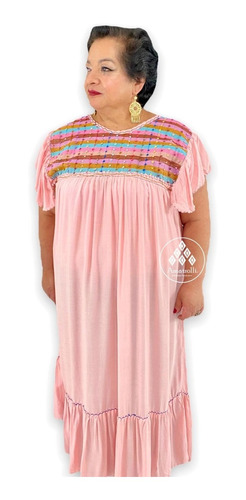 Vestido Artesanal Mexicano Modelo Puntito