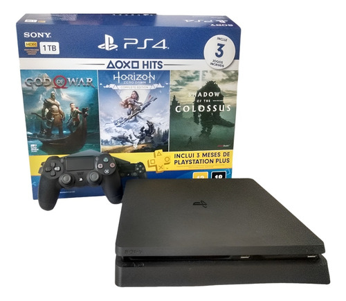 Sony Playstation 4 Slim 1tb Hits Bundle: God Of War/horizon Zero Dawn Complete Edition/shadow Of The Colossus E Mais 7 Jogos Inclusos.