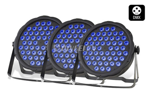 3 Par Led Cañon Tacho 54x3 Rgb Par Dj Sonido Grupo Baño