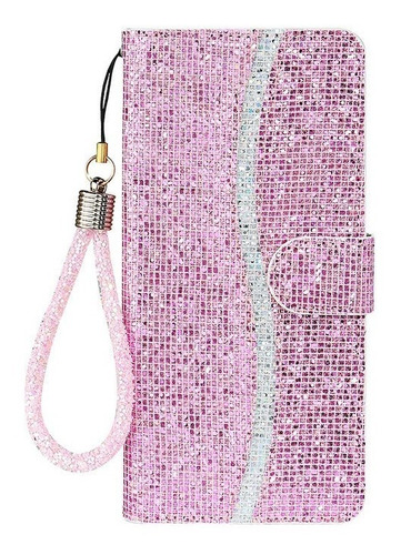 Estuche Tipo Billetera Glitter Bling Flip Card Para iPhone