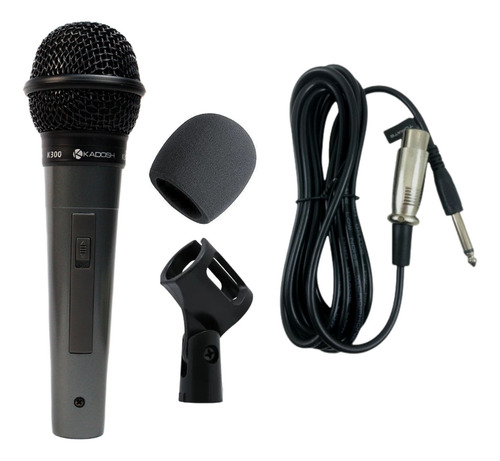Kit Microfone Com Fio Kadosh K300 + Cachimbo E Espuma