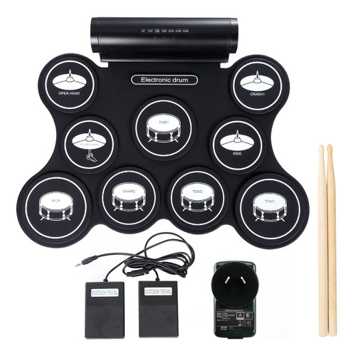 Bateria Electrica Plegable + Palillos Parlante 9 Pads Pedal