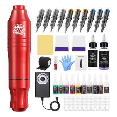 Kit De Tatuajes Completo Profesional Máquina Para Tatuar De Alta Calidad, MOXIMX 12000rpm Máquina de Tatuaje Con 10 Agujas Y Pintura, Kits De Tattoo Para Principlantes Y Kits De Tatuajes Profesionales | Envío gratis