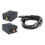 Pack Conversor Optico A Rca + Cable Optico 2mts
