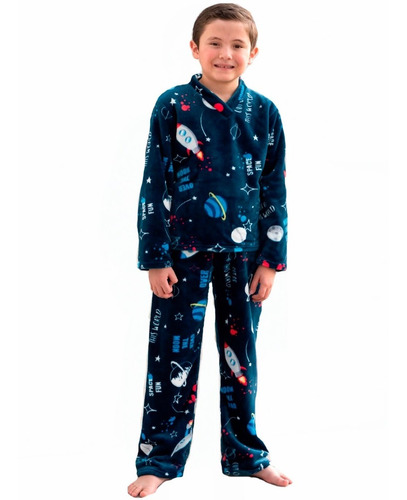 Pijama De 2 Piezas Termica Microfibra Niño Galaxy 8 10 Y 12