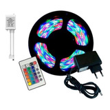 Fita Led Colorida Rolo 5m Led Resistente Água+controle+fonte