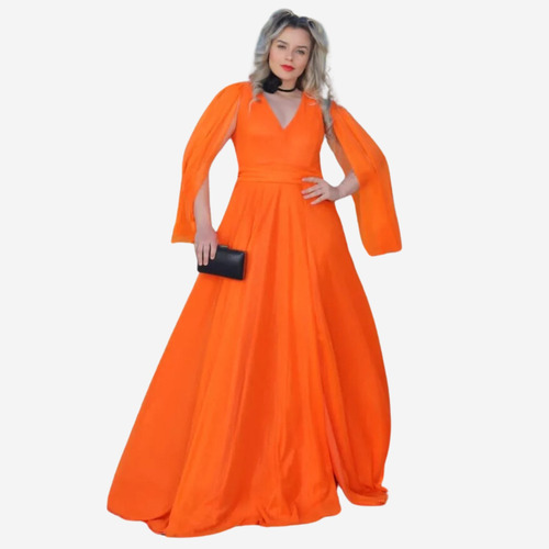 Vestido Madrinha Manga P A Plus Size Evangélico Mãe Noivo Rg