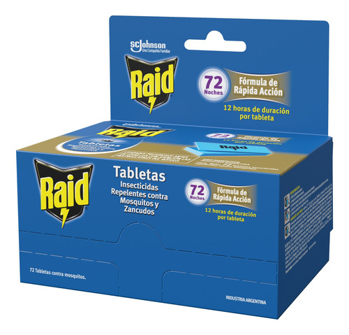 Raid Tabletas Anti Mosquitos X 72 Unidades X 12 Cajas