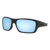 Anteojos De Sol Polarizados Oakley Turbine Standard Con Marco De O Matter Color Polished Black, Lente Deep Water De Plutonite Prizm, Varilla Polished Black De O Matter - Oo9263