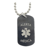 Placa Militar Negra Alerta Medica Con Láser Personalizada