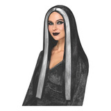 Peruca Morticia Familia Addams Cosplay Fantasia Halloween Tonalidade Preto