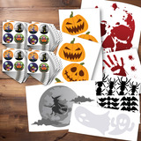 Adesivos Decoração Halloween Com Cartelas Travessuras Kit G