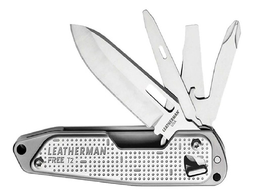 Cortapluma Leatherman Free T2 Multifunsion Navaja Punzon Color Gris