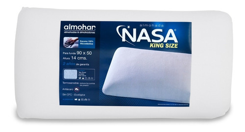 Almohada Viscoelástica Nasa Std King Size  90x50  Alto 14 Cm