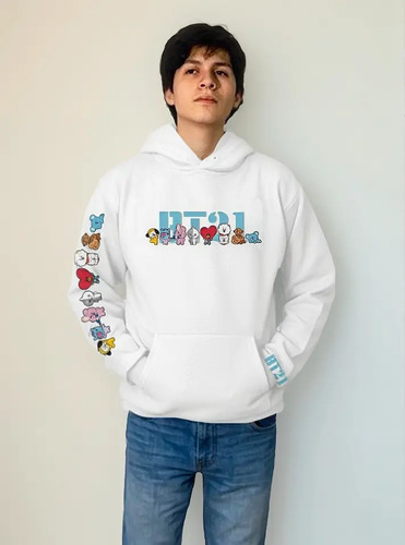 Sudadera Blanca Bts 21  Con Capucha  | Meses sin interés