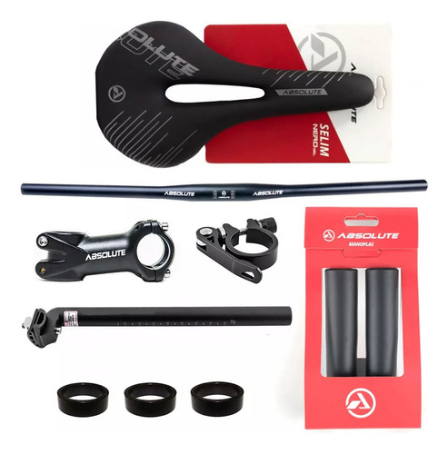 Kit Guidão Bike Suporte Manoplas Selim Canote Calço Blocagem